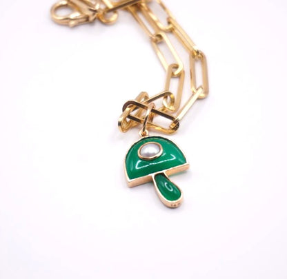 Verdant Malachite & Pearl Shroom Charm, product view