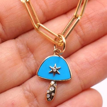 Starfall Topaz & Diamond Shroom Charm, detail view