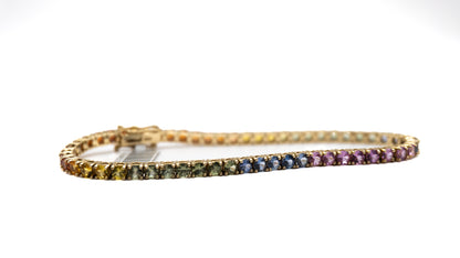 Rainbow Sapphire Tennis Bracelet, detail view